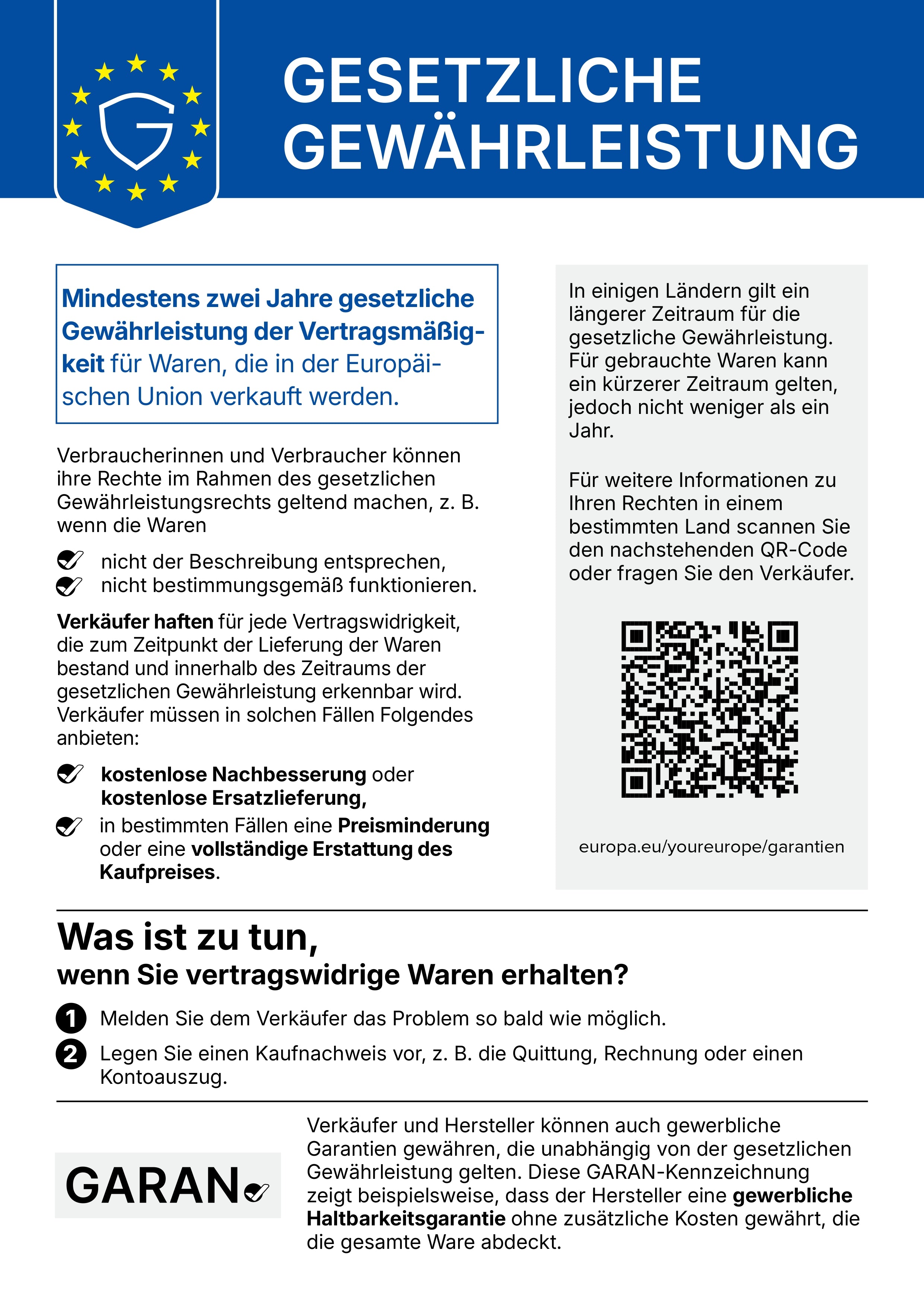 Legal guarantee notice